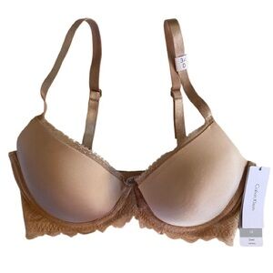 Calvin Klein Women’s Demi Multi-way Beige Bra Size 34D Lace Underwire Adjustable